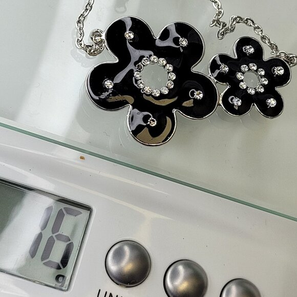Black Enamel Flower Pendant - Picture 10 of 14